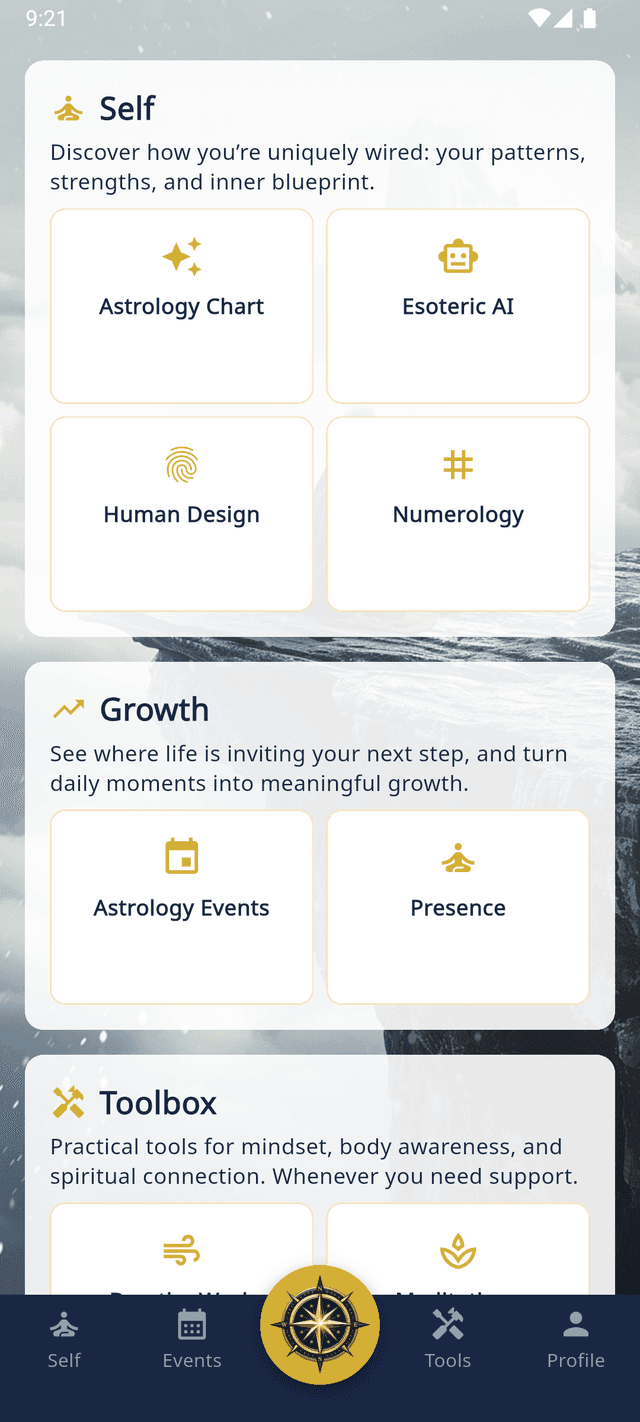 True North app - home screen